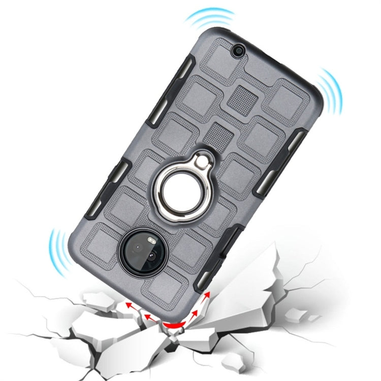 For Motorola Moto Z3 Play 2 In 1 Cube PC + TPU Protective Case with 360 Degrees Rotate Silver Ring Holder