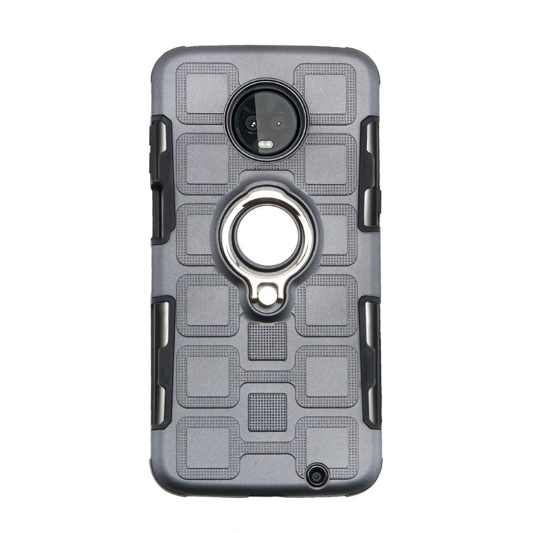 For Motorola Moto Z3 Play 2 In 1 Cube PC + TPU Protective Case with 360 Degrees Rotate Silver Ring Holder