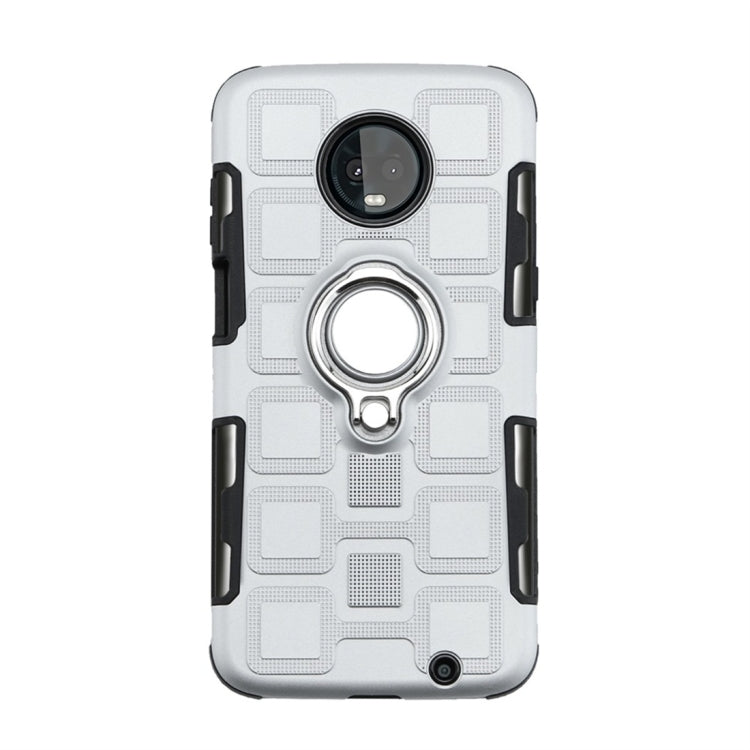 For Motorola Moto Z3 Play 2 In 1 Cube PC + TPU Protective Case with 360 Degrees Rotate Silver Ring Holder