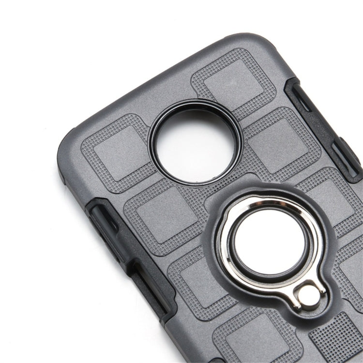 For Motorola Moto Z3 Play 2 In 1 Cube PC + TPU Protective Case with 360 Degrees Rotate Silver Ring Holder