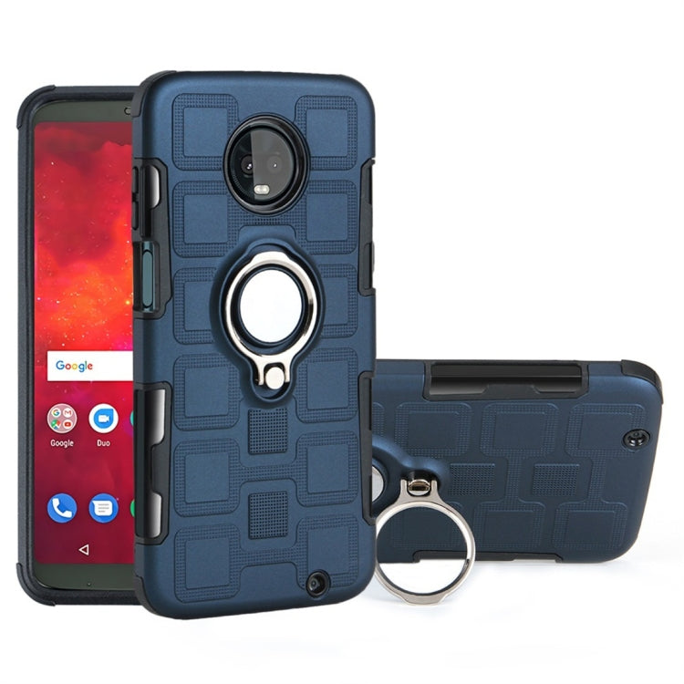 For Motorola Moto Z3 Play 2 In 1 Cube PC + TPU Protective Case with 360 Degrees Rotate Silver Ring Holder