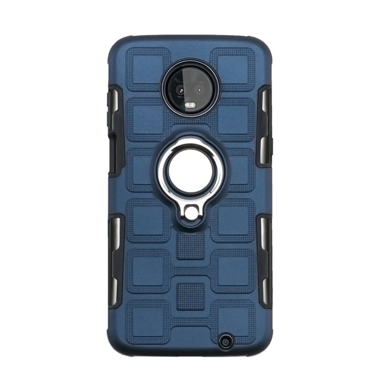 For Motorola Moto Z3 Play 2 In 1 Cube PC + TPU Protective Case with 360 Degrees Rotate Silver Ring Holder