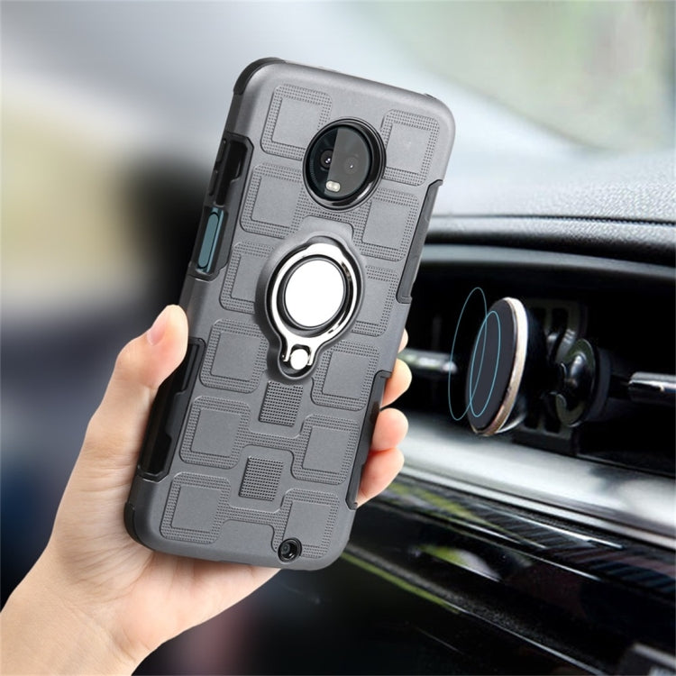 For Motorola Moto Z3 Play 2 In 1 Cube PC + TPU Protective Case with 360 Degrees Rotate Silver Ring Holder