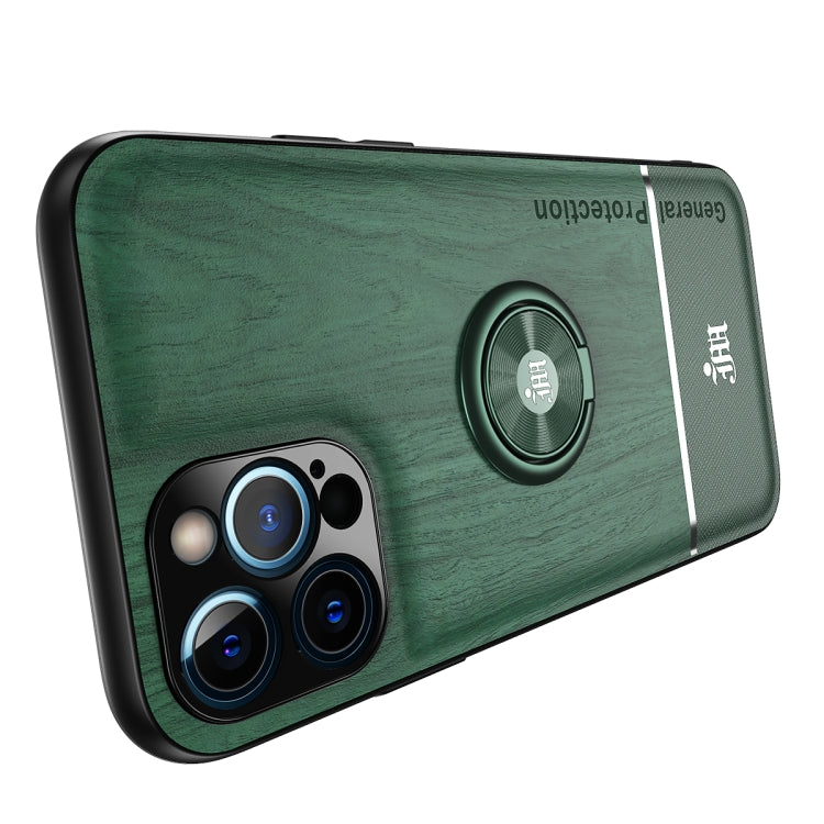 For iPhone 12 Pro Wood Grain PC + TPU Shockproof Protective Case with Ring Holder