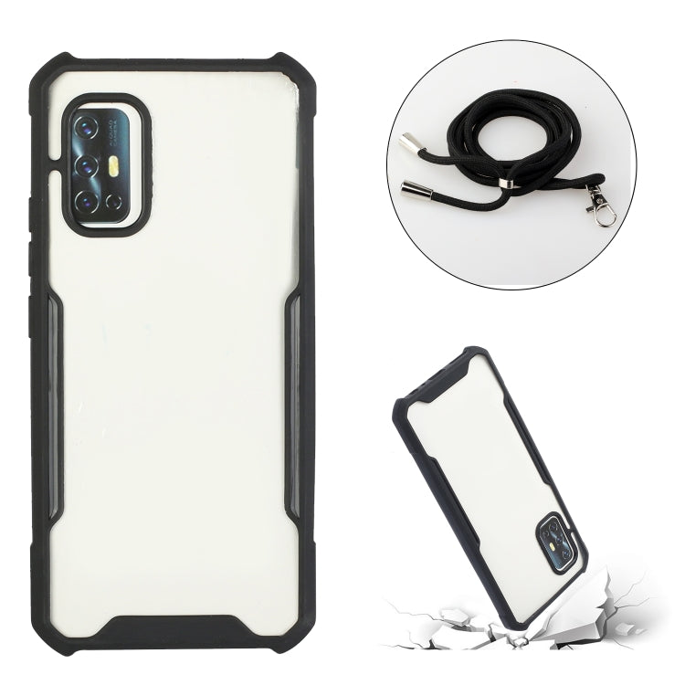 For vivo V17 (Indian Version) Acrylic + Color TPU Shockproof Case with Neck Lanyard