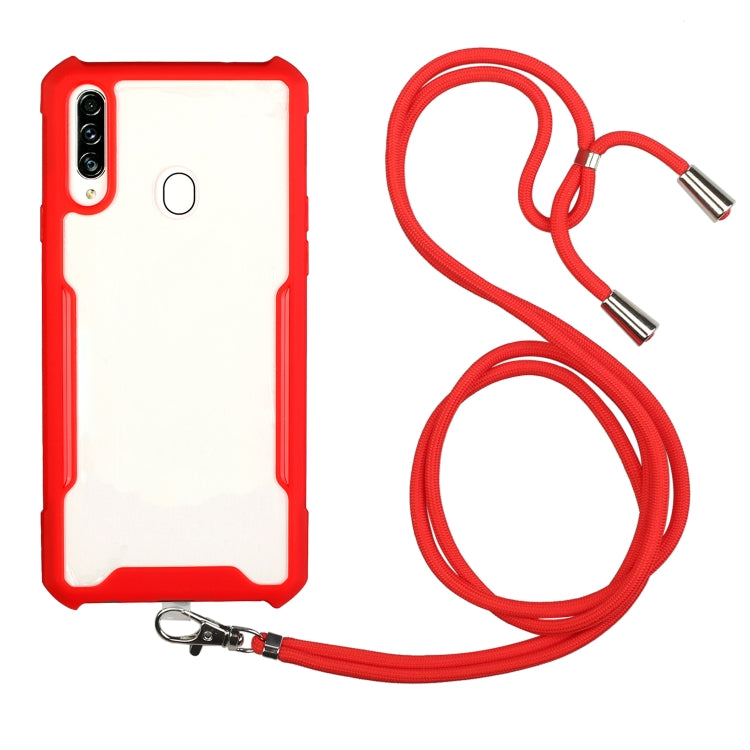 For vivo Y91/Y91i (Rear-mounted Fingerprint) Acrylic + Color TPU Shockproof Case with Neck Lanyard