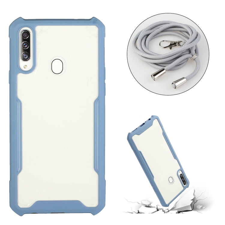 For vivo Y91/Y91i (Rear-mounted Fingerprint) Acrylic + Color TPU Shockproof Case with Neck Lanyard