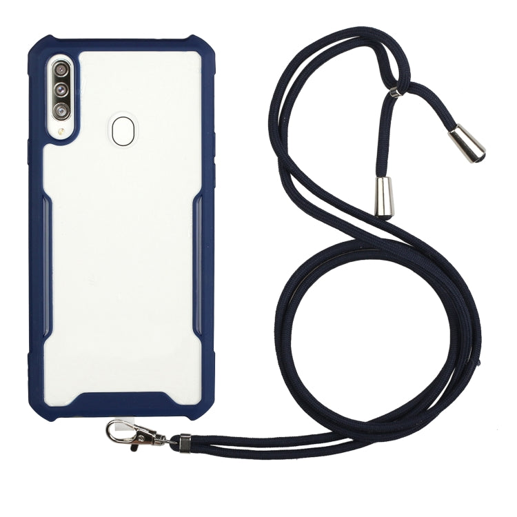 For vivo Y91/Y91i (Rear-mounted Fingerprint) Acrylic + Color TPU Shockproof Case with Neck Lanyard