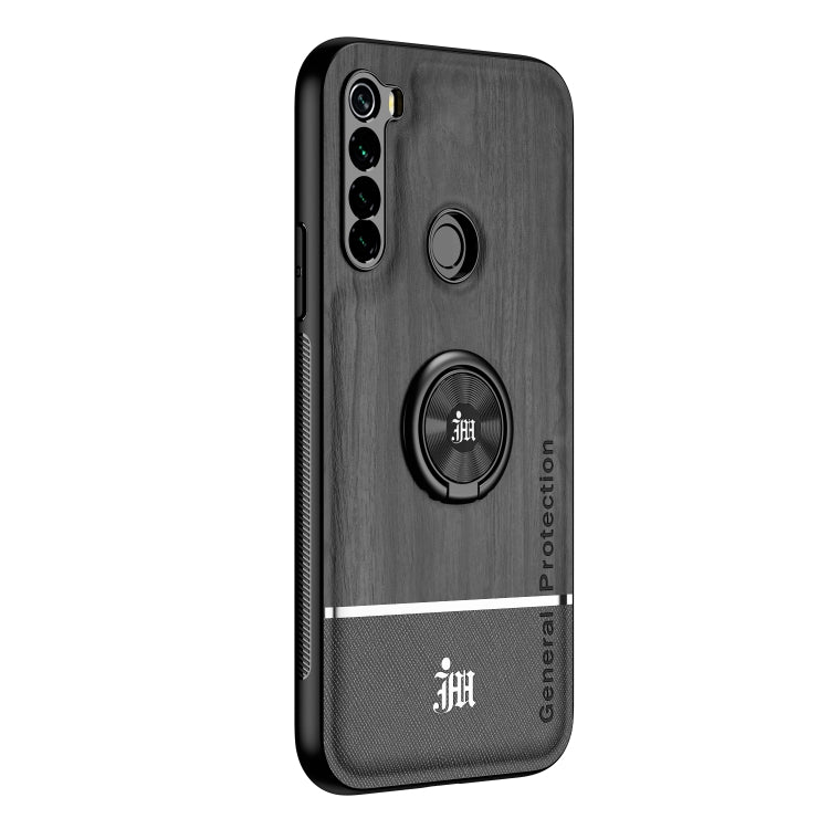 For Xiaomi Redmi Note 8 Wood Grain PC + TPU Shockproof Protective Case with Ring Holder