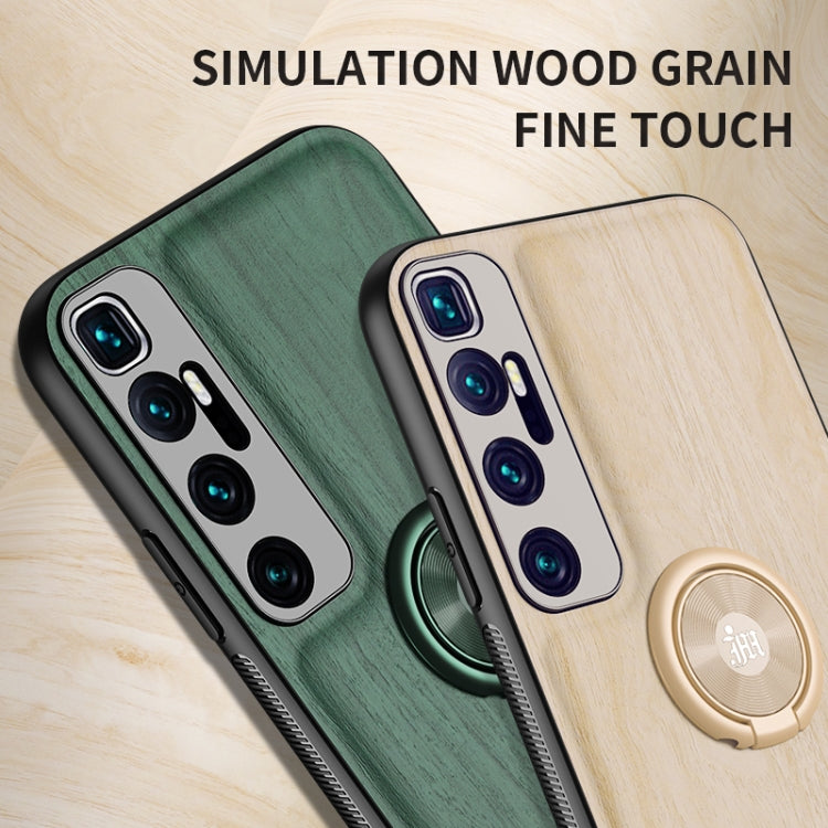 For Xiaomi Mi 10 Ultra Wood Grain PC + TPU Shockproof Protective Case with Ring Holder