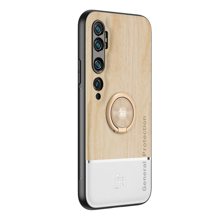 For Xiaomi Mi CC9 Pro Wood Grain PC + TPU Shockproof Protective Case with Ring Holder