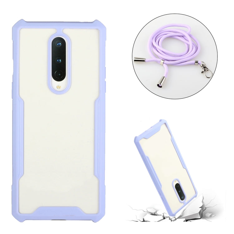 For OnePlus 6 Acrylic + Color TPU Shockproof Case with Neck Lanyard