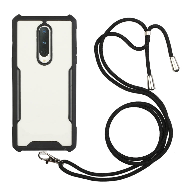 For OnePlus 6 Acrylic + Color TPU Shockproof Case with Neck Lanyard