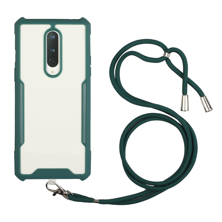 For OnePlus 6 Acrylic + Color TPU Shockproof Case with Neck Lanyard