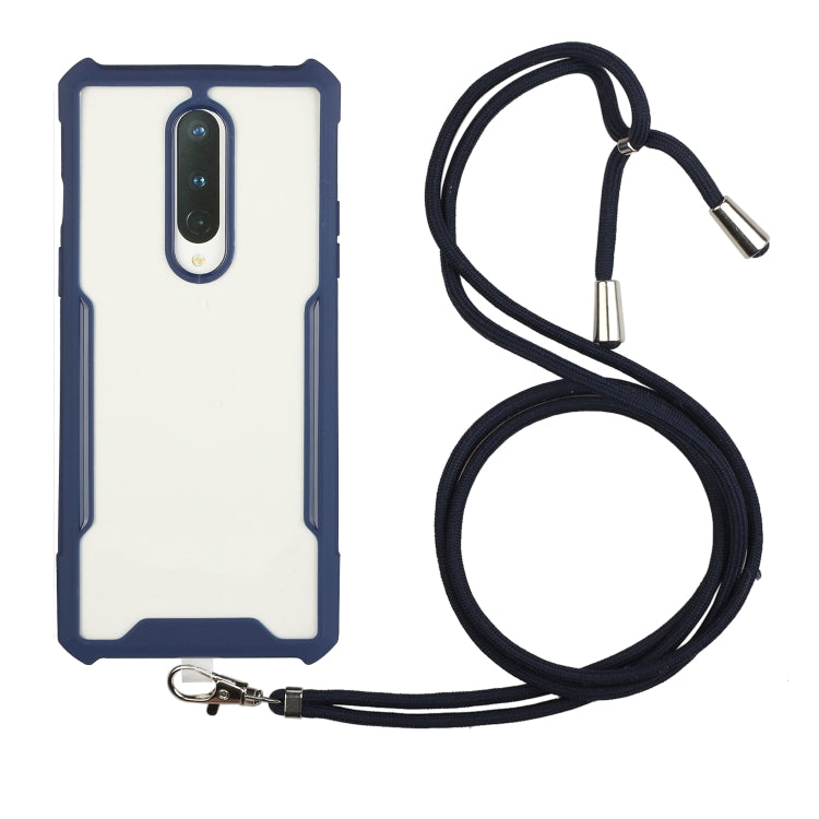 For OnePlus 6 Acrylic + Color TPU Shockproof Case with Neck Lanyard