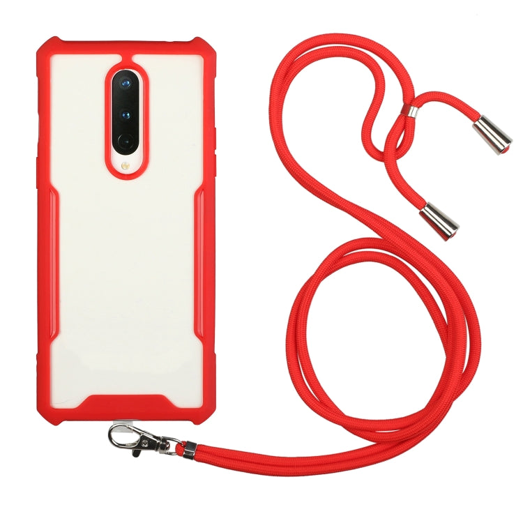 For OnePlus 6T Acrylic + Color TPU Shockproof Case with Neck Lanyard