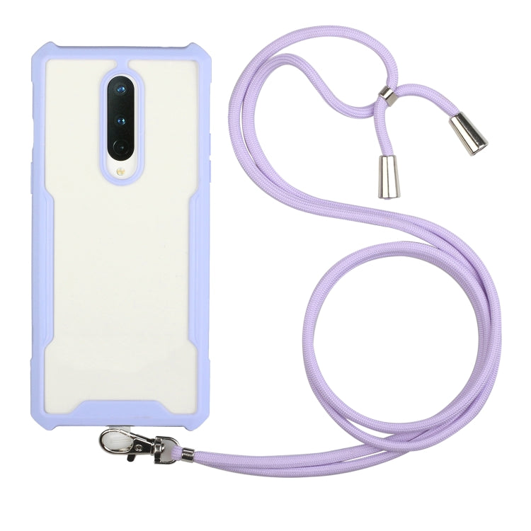 For OnePlus 6T Acrylic + Color TPU Shockproof Case with Neck Lanyard