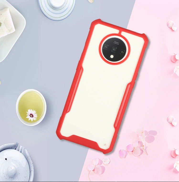 For OnePlus 7T Acrylic + Color TPU Shockproof Case with Neck Lanyard