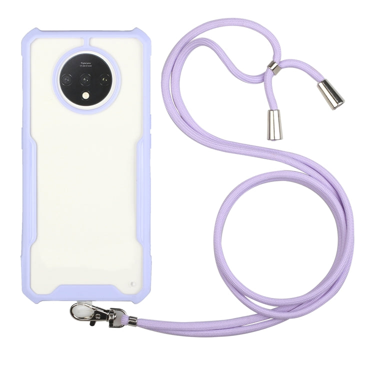 For OnePlus 7T Acrylic + Color TPU Shockproof Case with Neck Lanyard