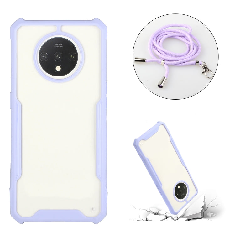For OnePlus 7T Acrylic + Color TPU Shockproof Case with Neck Lanyard