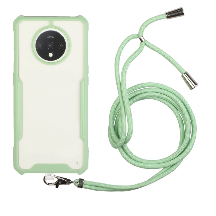 For OnePlus 7T Acrylic + Color TPU Shockproof Case with Neck Lanyard