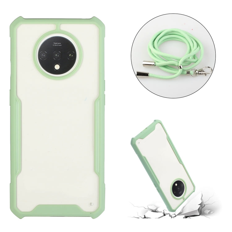 For OnePlus 7T Acrylic + Color TPU Shockproof Case with Neck Lanyard