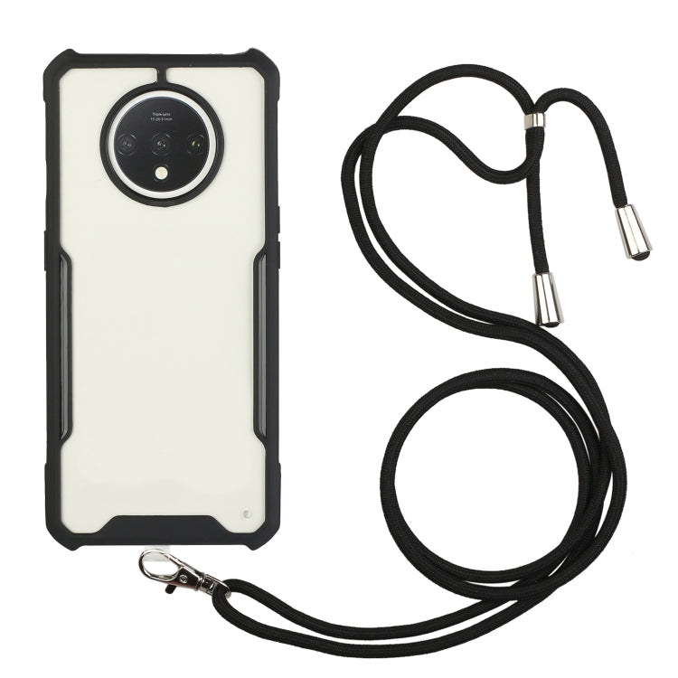 For OnePlus 7T Acrylic + Color TPU Shockproof Case with Neck Lanyard