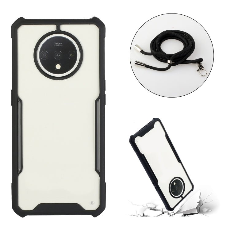 For OnePlus 7T Acrylic + Color TPU Shockproof Case with Neck Lanyard