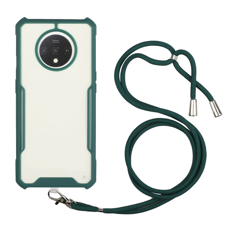 For OnePlus 7T Acrylic + Color TPU Shockproof Case with Neck Lanyard