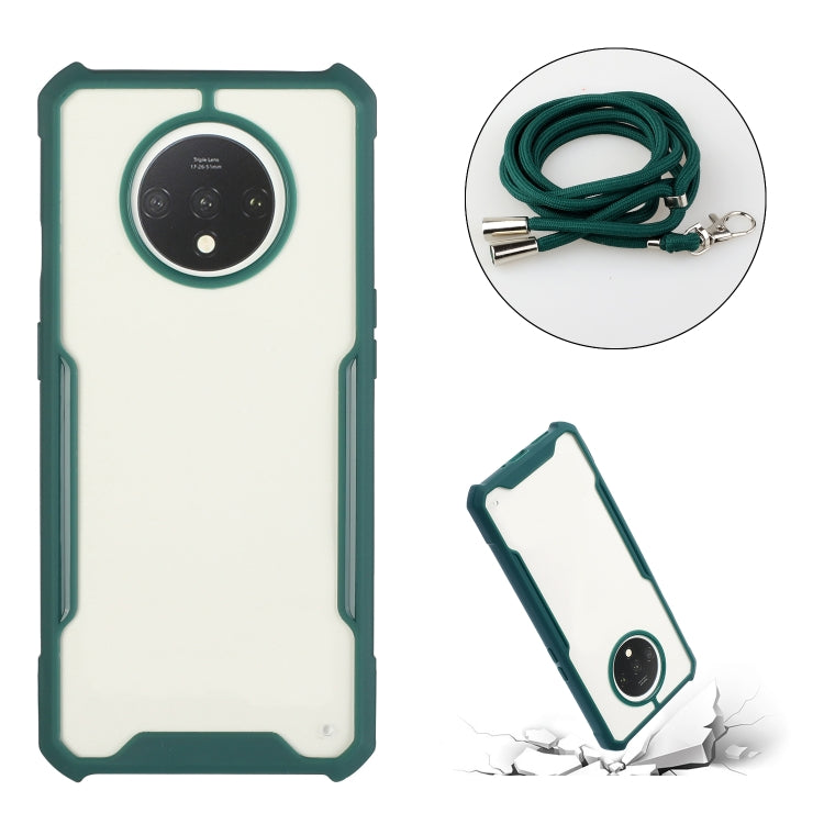 For OnePlus 7T Acrylic + Color TPU Shockproof Case with Neck Lanyard