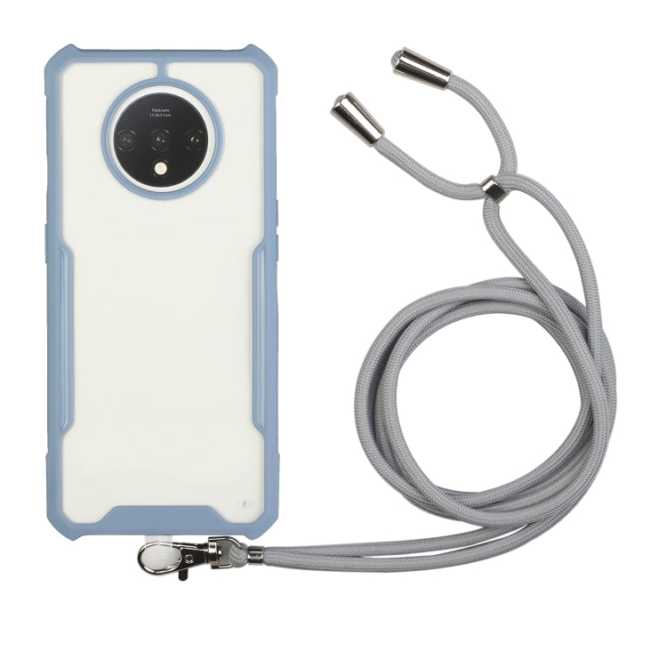 For OnePlus 7T Acrylic + Color TPU Shockproof Case with Neck Lanyard