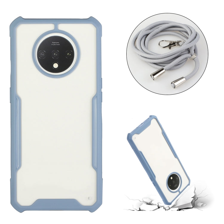 For OnePlus 7T Acrylic + Color TPU Shockproof Case with Neck Lanyard
