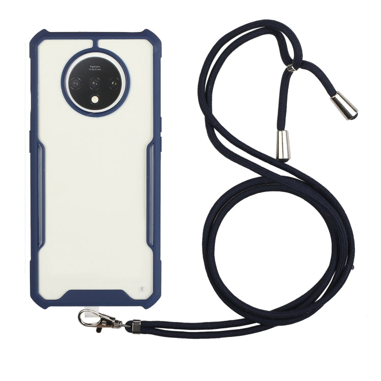 For OnePlus 7T Acrylic + Color TPU Shockproof Case with Neck Lanyard