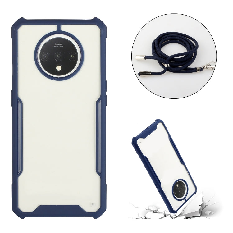 For OnePlus 7T Acrylic + Color TPU Shockproof Case with Neck Lanyard