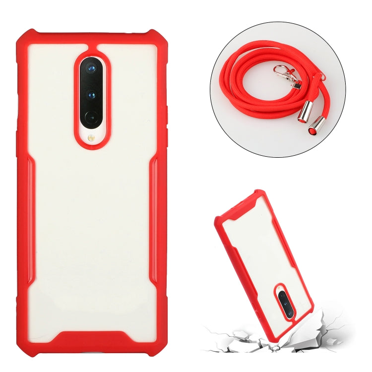 For OnePlus 8 Acrylic + Color TPU Shockproof Case with Neck Lanyard
