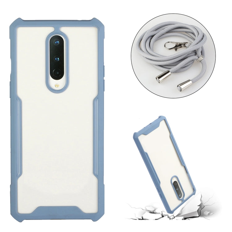 For OnePlus 8 Acrylic + Color TPU Shockproof Case with Neck Lanyard