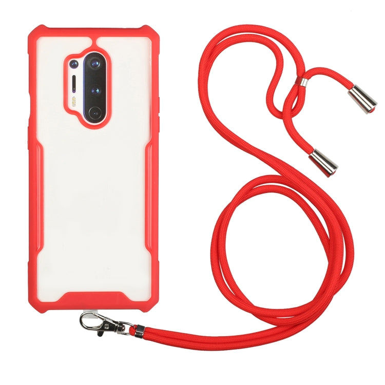 For OnePlus 8 Pro Acrylic + Color TPU Shockproof Case with Neck Lanyard