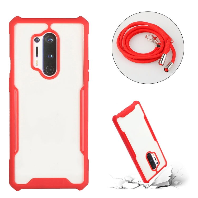 For OnePlus 8 Pro Acrylic + Color TPU Shockproof Case with Neck Lanyard