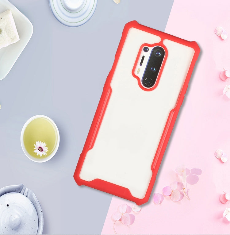For OnePlus 8 Pro Acrylic + Color TPU Shockproof Case with Neck Lanyard
