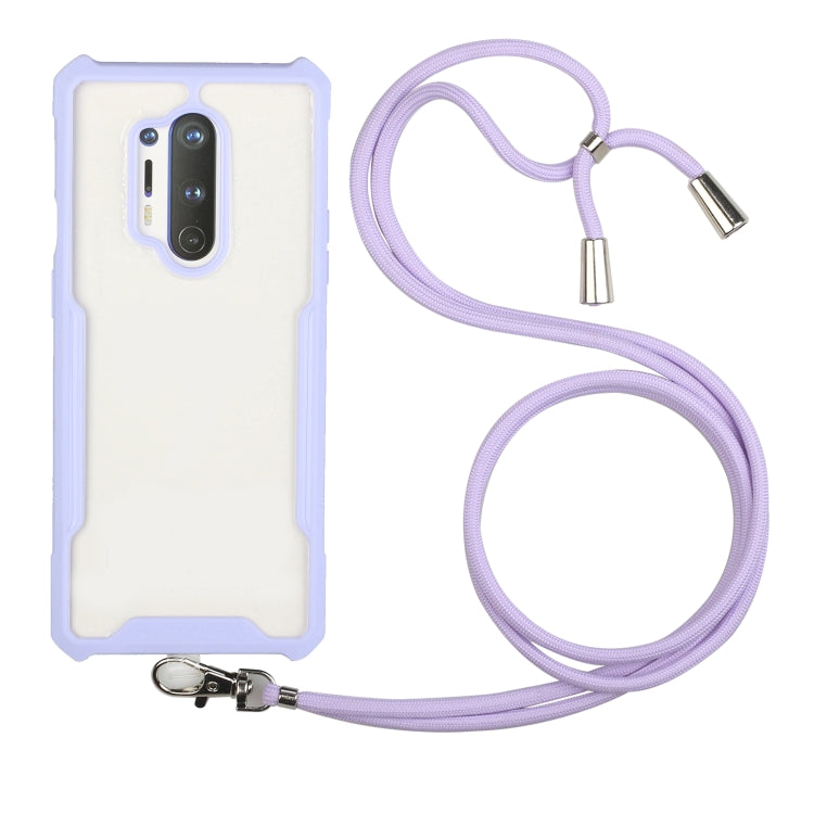 For OnePlus 8 Pro Acrylic + Color TPU Shockproof Case with Neck Lanyard
