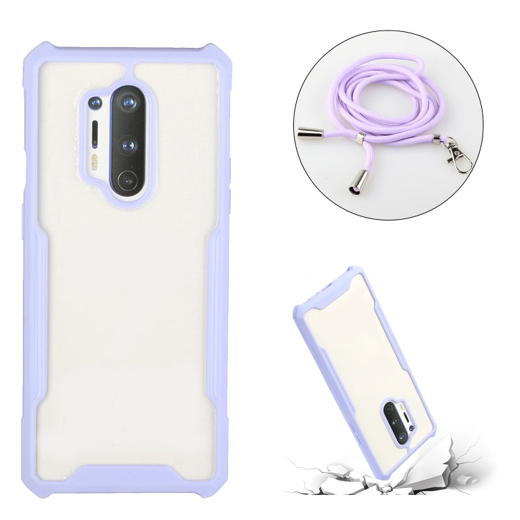 For OnePlus 8 Pro Acrylic + Color TPU Shockproof Case with Neck Lanyard