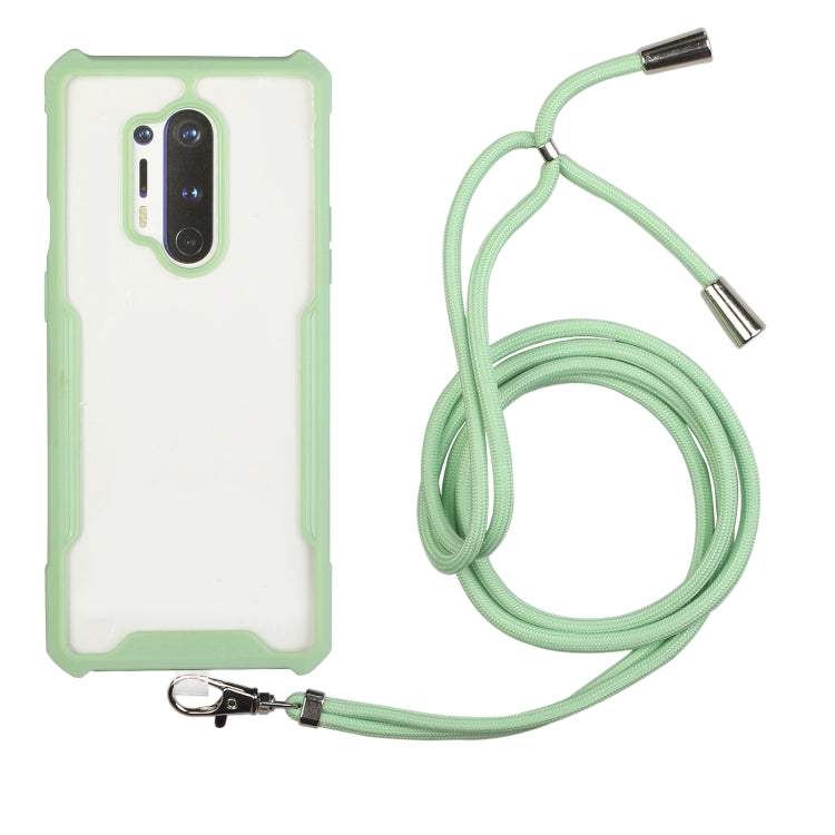 For OnePlus 8 Pro Acrylic + Color TPU Shockproof Case with Neck Lanyard