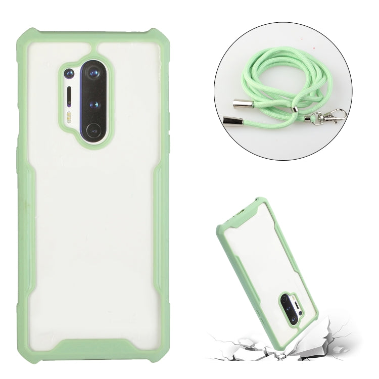 For OnePlus 8 Pro Acrylic + Color TPU Shockproof Case with Neck Lanyard