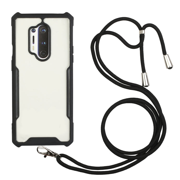 For OnePlus 8 Pro Acrylic + Color TPU Shockproof Case with Neck Lanyard