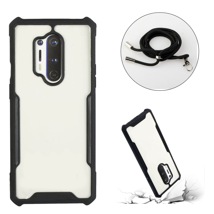 For OnePlus 8 Pro Acrylic + Color TPU Shockproof Case with Neck Lanyard