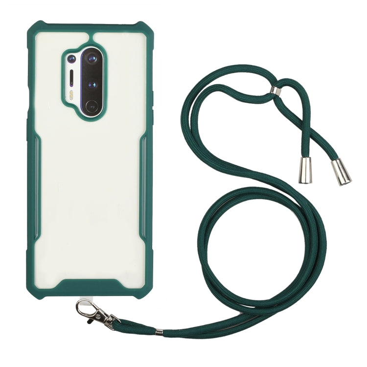For OnePlus 8 Pro Acrylic + Color TPU Shockproof Case with Neck Lanyard