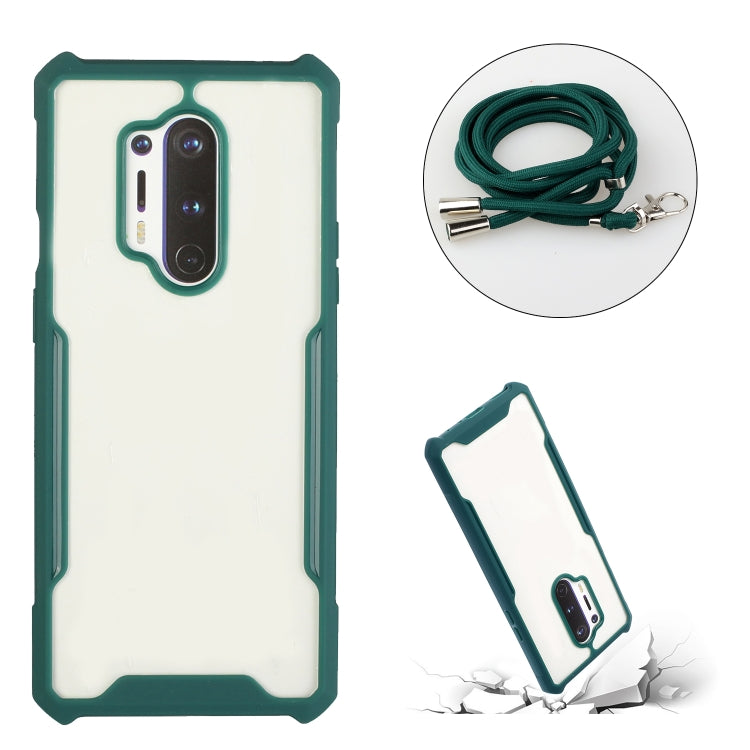 For OnePlus 8 Pro Acrylic + Color TPU Shockproof Case with Neck Lanyard