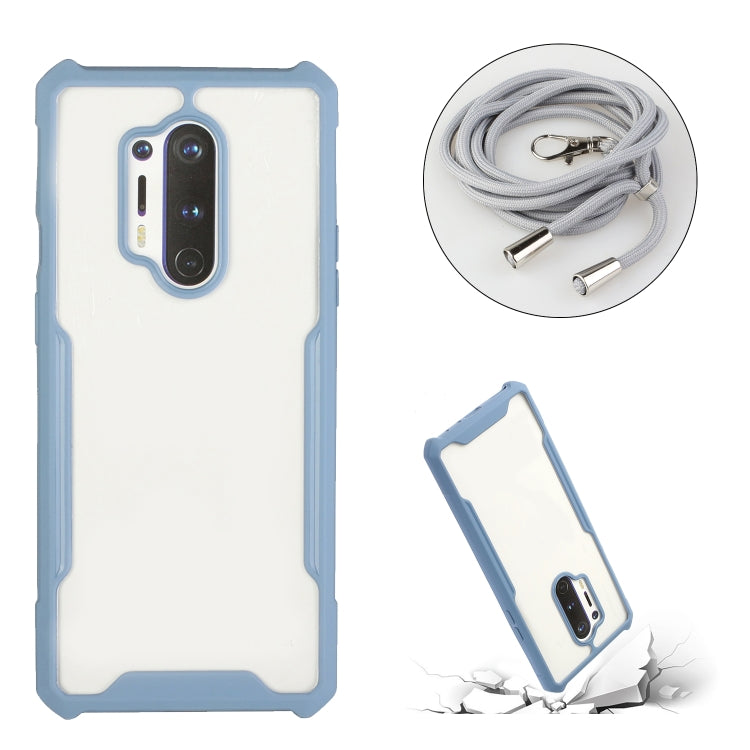 For OnePlus 8 Pro Acrylic + Color TPU Shockproof Case with Neck Lanyard