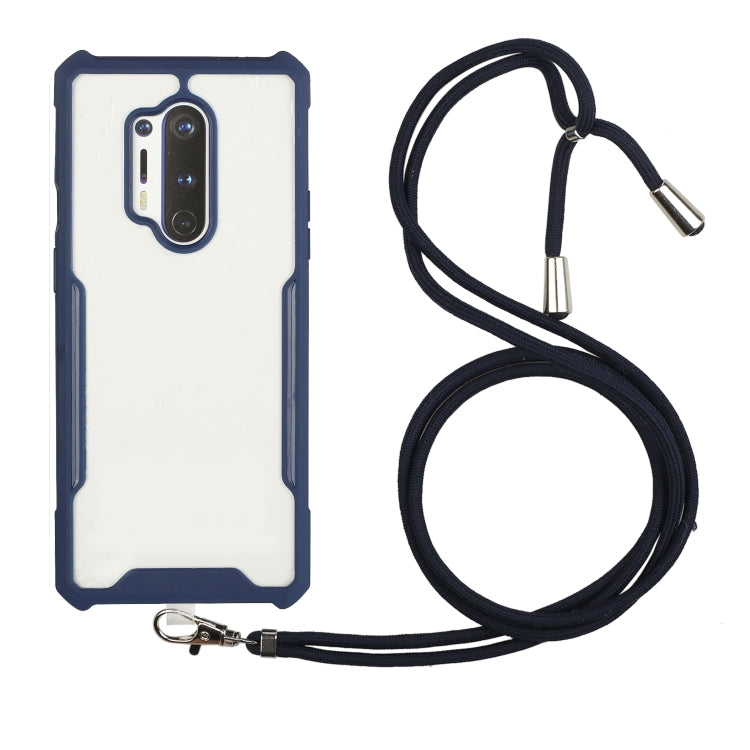 For OnePlus 8 Pro Acrylic + Color TPU Shockproof Case with Neck Lanyard
