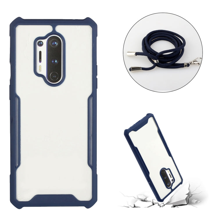 For OnePlus 8 Pro Acrylic + Color TPU Shockproof Case with Neck Lanyard